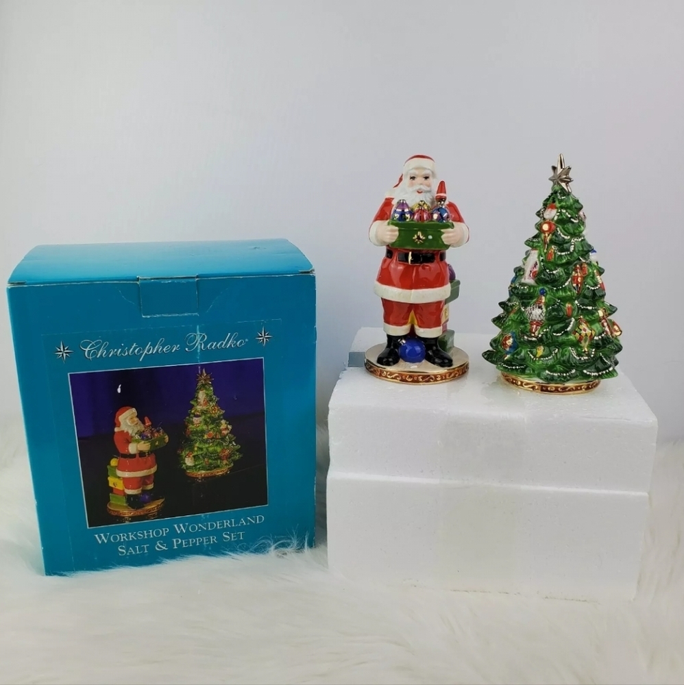 Christopher Radko Winter Wonderland Christmas Tree Santa Salt and Pepper Set